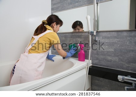 cleaning up bathroom