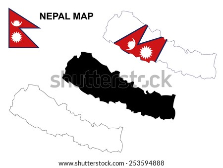 Nepal map vector, Nepal flag vector, Nepal