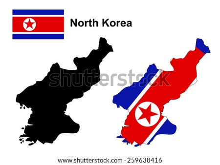 North Korea map and flag vector, North Korea map, North Korea flag