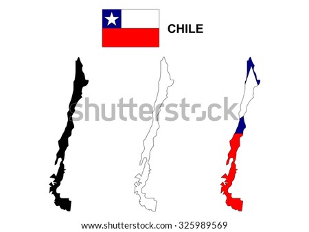 Chile map vector, Chile flag vector, isolated Chile