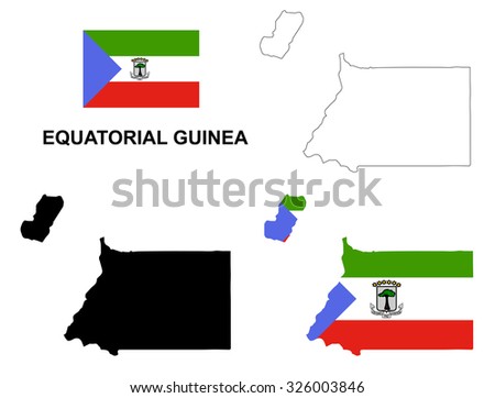 Equatorial Guinea map vector, Equatorial Guinea flag vector, isolated Equatorial Guinea