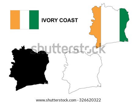 ivory coast map vector, ivory coast flag vector, isolated ivory coast