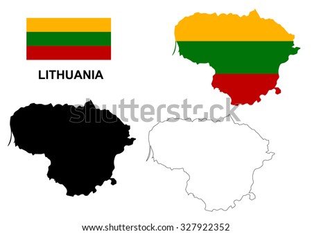 Lithuania map vector, Lithuania flag vector, isolated Lithuania
