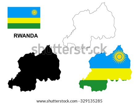 Rwanda map vector, Rwanda flag vector, isolated Rwanda