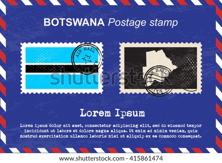 Botswana postage stamp, postage stamp, vintage stamp, air mail envelope.