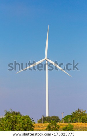 Eco power, Wind turbine electric  generator with blue sky, Thailand