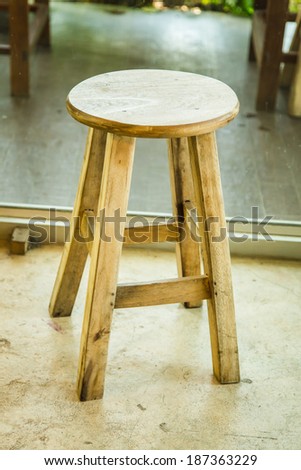 Empty wood stool chair