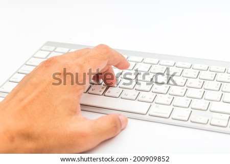 Hand using keyboard