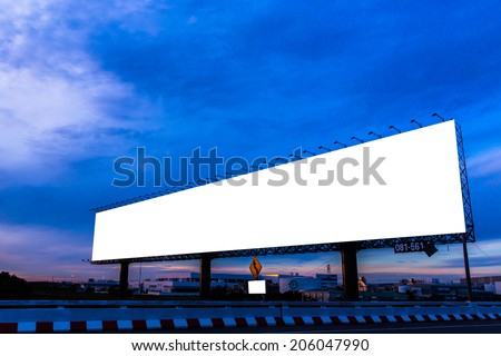 Blank billboard at twilight time for advertisement