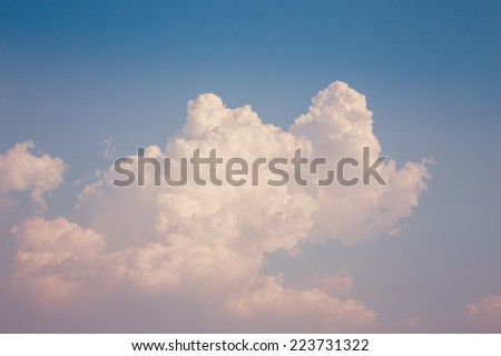 peace cloud and sky over ocean. Retro filter.