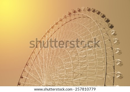 giant ferris wheel , Osaka, Japan. Vintage filter