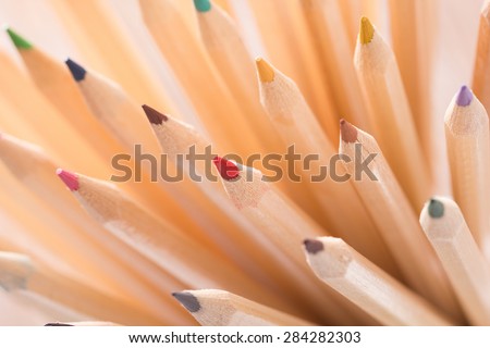 Close up of colored pencils/Colored Drawing Pencils/Colored drawing pencils in a variety of colors
