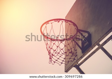 Basketball hoop. Vintage filter