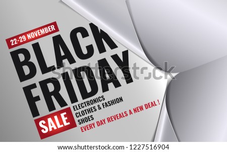 3d unfolding white paper wrapper revealing amazing Black Friday typography design banner