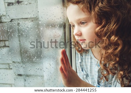 Similar – Image, Stock Photo Toddler looking at sister through the window