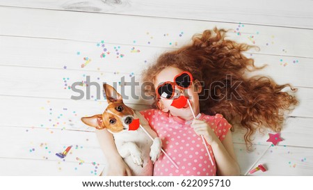 Similar – Image, Stock Photo Cute redhead little girl looking at us and smiling