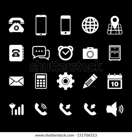 Mobile phone Icon set - White