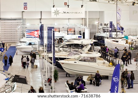 ROME, ITALY - FEBRUARY 19: Big Blue Rome Sea Expo - Boat Show -  In this picture the Jeanneau Prestige stand - February 19, 2011 in Rome.