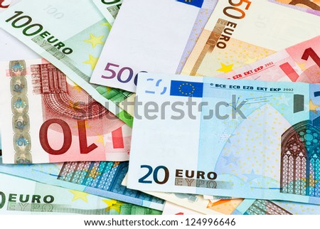composition of banknotes of different countries: Europe, America and UK