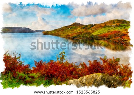 Watercolour painting of Loch Inchard at Kinlochbervie in the Highlands of Scotland