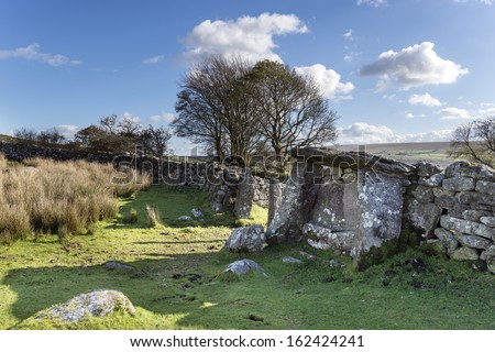 The Judge\'s Chair an old reconstructed dolmen at Dunnabridge Pound on Dartmoor in Devon