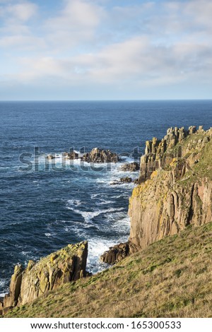 The cliffs at Lands End in Cornwall, the most westerly point in England