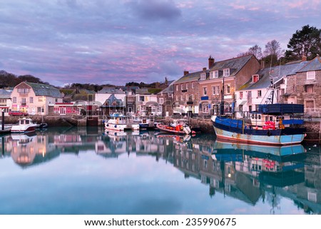 Dawn at the harbour in Padstow an historic fishing town on the north Cornwall coast
