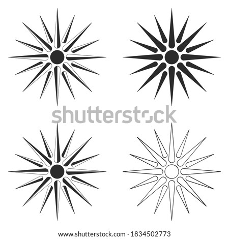 vector monochrome icon set with  ancient solar symbol Vergina Sun