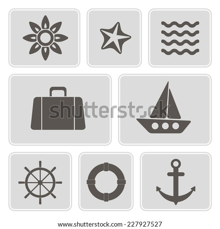 set of monochrome icons with marine recreation symbols for your design