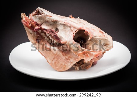 Roasted and Carved Pig Head