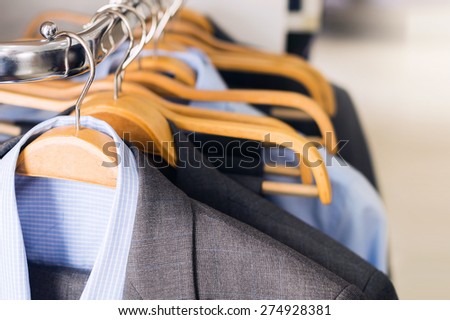 Mens suits on hangers