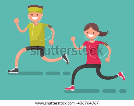Man and woman for a jog