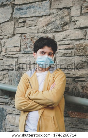 Similar – Image, Stock Photo angry kid wearing medical mask