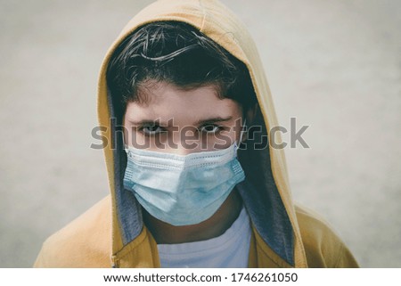 Similar – Image, Stock Photo angry kid wearing medical mask