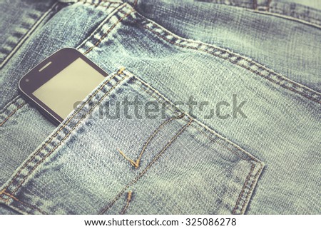 pocket jeans with a mobile phone