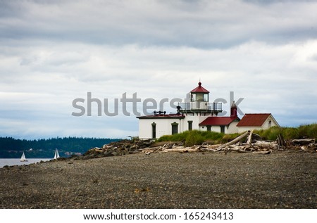 West Point Lighthouse. This historic lighthouse can be seen on the coast of Seattle, Washington in Discovery Park.