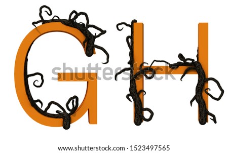 3d rendering of alphabet decorated with tree branch Imagine de stoc © 