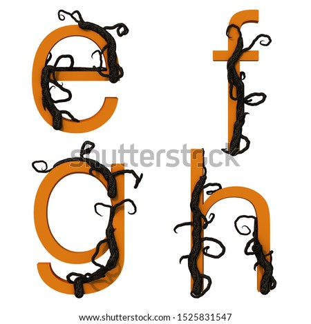 3d rendering of alphabet decorated with tree branch Imagine de stoc © 