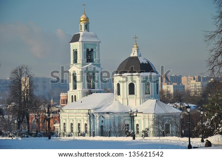 An old orthodox church covered with snow
