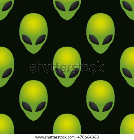 Vector alien heads. Seamless pattern