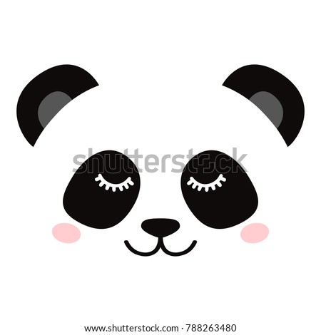 Sleepy panda face isolated on white background