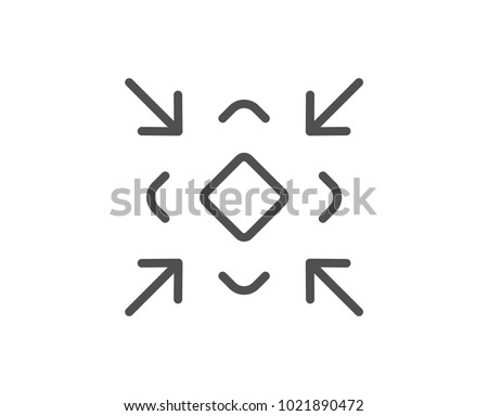 Minimize arrow line icon. Small screen symbol. Minimise Navigation sign. Quality design element. Editable stroke. Vector