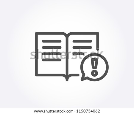 Interesting facts line icon. Exclamation mark sign. Book symbol. Quality design element. Classic style. Editable stroke. Vector