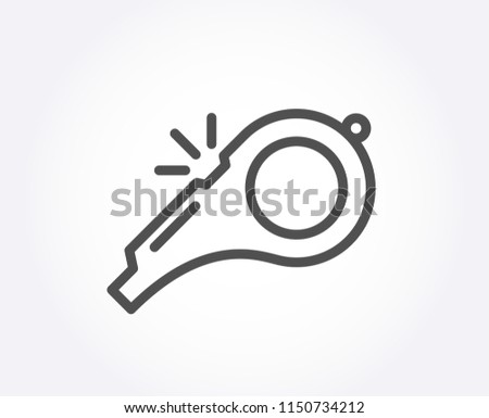 Whistle line icon. Kick-off sign. Referee tool symbol. Quality design element. Classic style whistle. Editable stroke. Vector