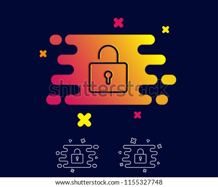 Lock line icon. Private locker sign. Password encryption symbol. Gradient banner with line icon. Abstract shape. Vector