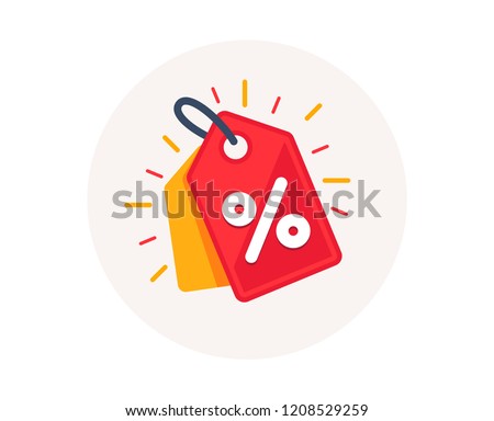 Discount offer tag icon. Shopping coupon symbol. Sale label tag with percentage sign. Black friday discount banner or coupon. Vector shopping label