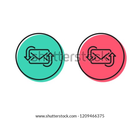 Refresh Mail line icon. New Messages correspondence sign. E-mail symbol. Positive and negative circle buttons concept. Good or bad symbols. Refresh Mail Vector