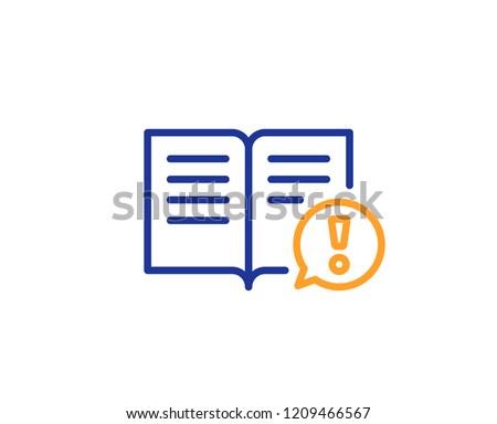 Interesting facts line icon. Exclamation mark sign. Book symbol. Colorful outline concept. Blue and orange thin line color icon. Facts Vector