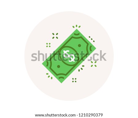 Dollar money icon. Cash payment sign. Wealth management. Currency usd dollar symbol. Savings money. Financial wealth. Colorful icon in circle button. Payment vector