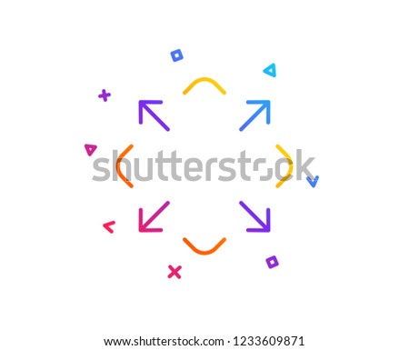 Maximize arrow line icon. Full screen symbol. Maximise Navigation sign. Gradient line button. Maximize icon design. Colorful geometric shapes. Vector